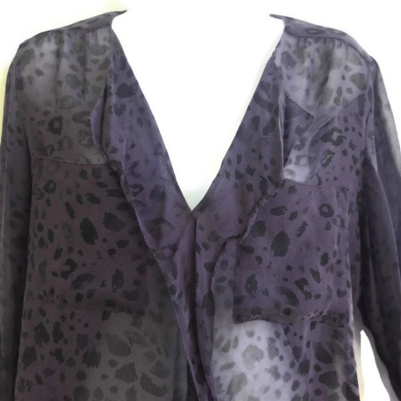 T Babaton Blouse Sheer Pure Silk Button Animal M - Picture 5 of 7